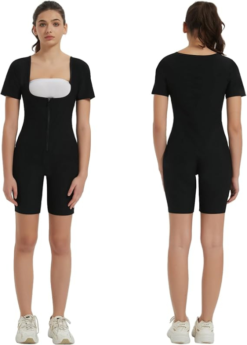 Costum de sport sauna pentru femei, fermoar, negru L [7]