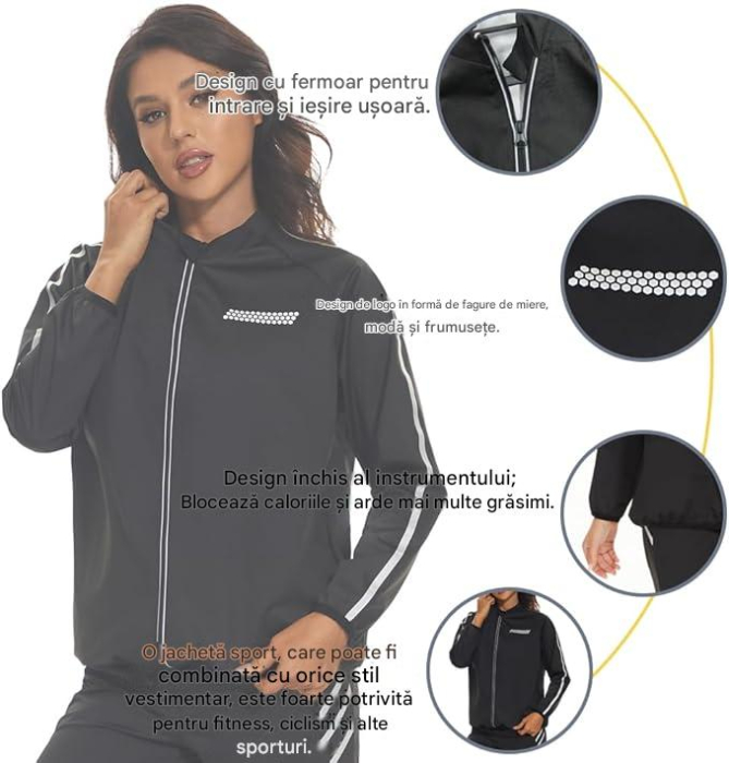 Bluza sport, cu maneca lunga, pe corp, pentru slabit S [4]