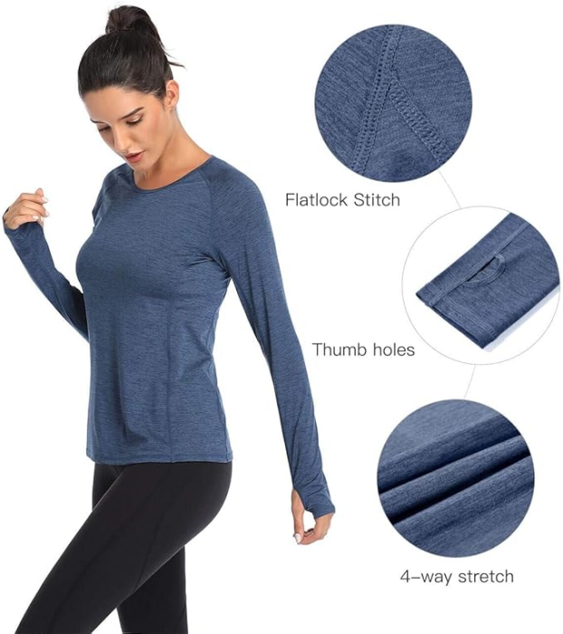 Bluza sport, cu maneca lunga, pe corp, albastra XS [3]