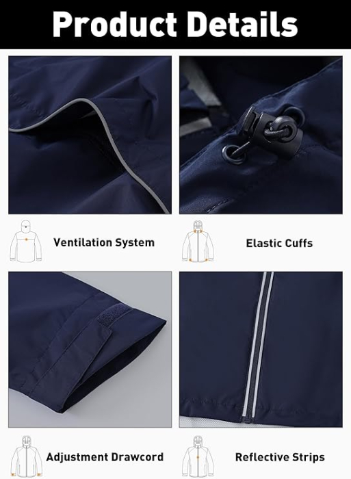 Bluza sport impermeabila pentru barbati, culoare albastru XL [4]