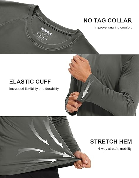 Bluza sport respirabila pentru barbati, pe corp, protectie UV, gri inchis 3XL [4]