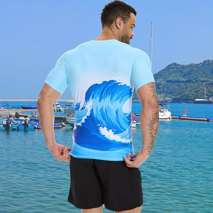 Bluza inot respirabila pentru barbati, pe corp, protectie UV, albastra S [2]