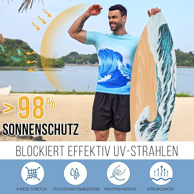 Bluza inot respirabila pentru barbati, pe corp, protectie UV, albastra S [4]