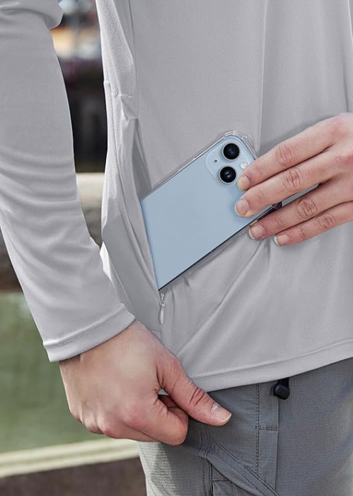 Bluza sport respirabila pentru barbati, pe corp, protectie UV, buzunar, M [4]