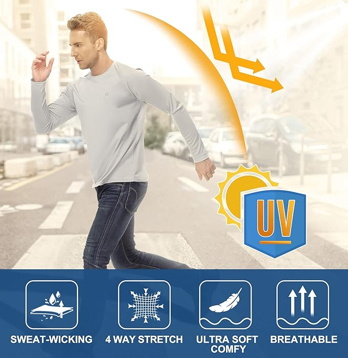 Bluza sport respirabila pentru barbati, pe corp, protectie UV, buzunar, M [2]