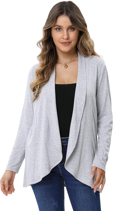Bluza subtire cu maneci lungi, cardigan pentru femei, Gri L [4]