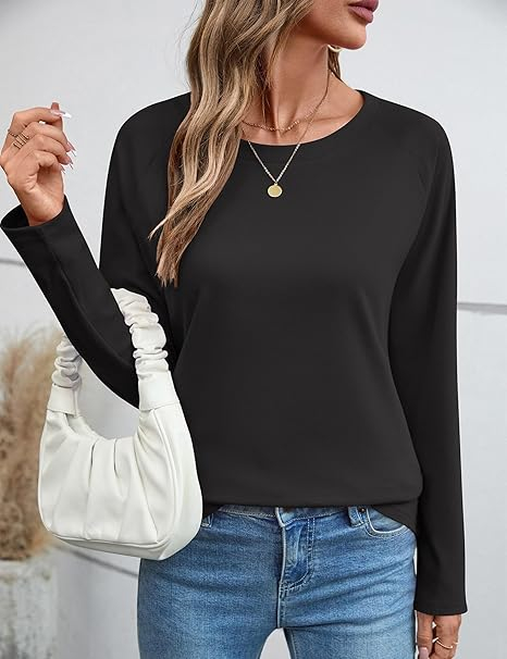 Bluza lejera, cu maneci lungi, pulover pentru femei, negru M [5]