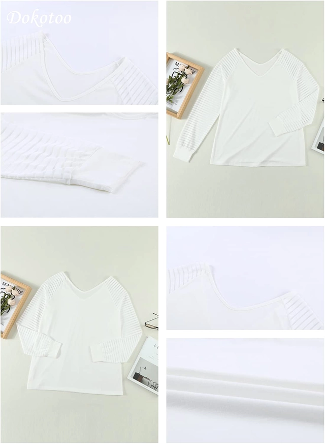 Bluza larga cu maneci lungi, alba cu dungi transparente S [5]