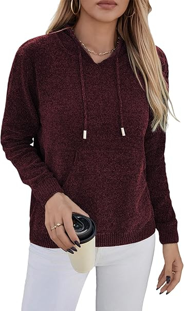 Bluza tricotata larga cu maneci lungi, pulover pentru femei, visinie M [1]