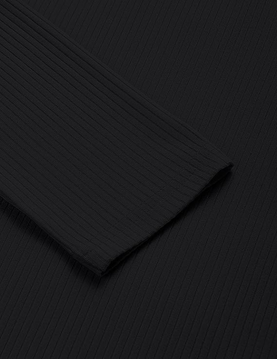 Bluza tricotata, pe corp, cu maneci lungi, pulover pentru femei, neagra XL [5]