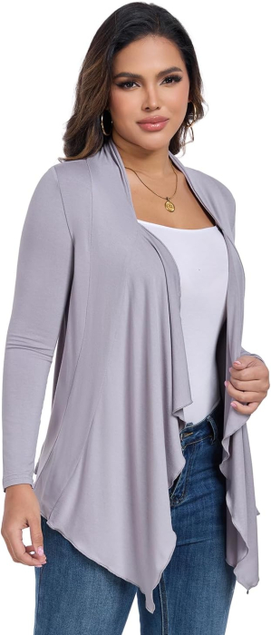 Cardigan pentru femei, moale, respirabil, gri S [5]