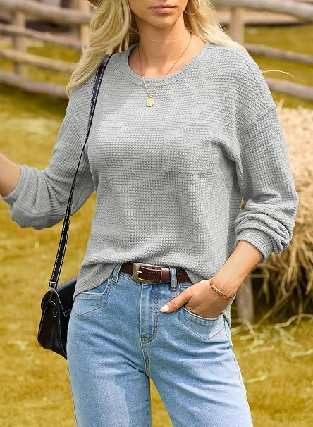 Bluza lejera cu maneci lungi, pulover pentru femei, gri 2XL [3]