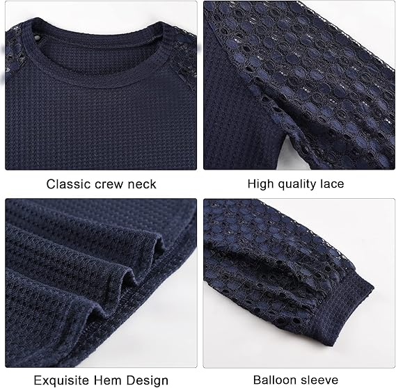 Bluza albastra casual, larga, cu maneci lungi semitransparente, albastra S [5]