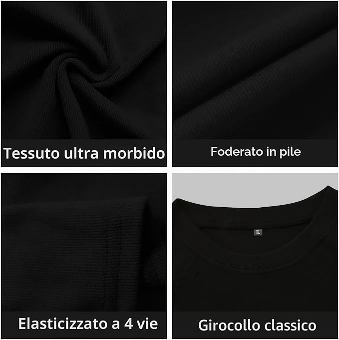 Bluza neagra termica, pe corp, cu maneci lungi, pulover pentru femei, M [4]