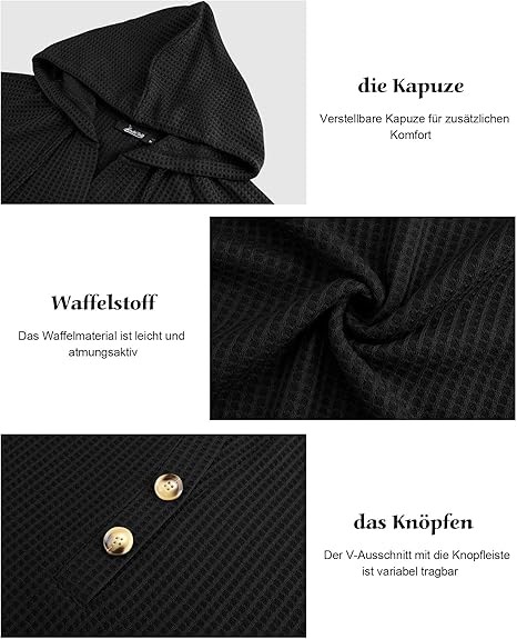 Bluza neagra texturata larga, cu maneci lungi, decolteu V cu nasturi M [5]