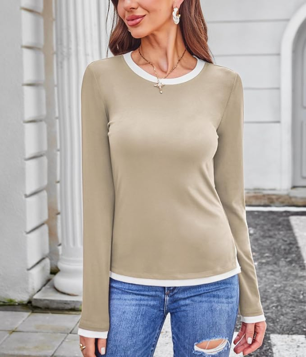Bluza crem Damă DJT FASHION, Mâneci Scurte, Decolteu Rotund, Pliuri Frontale, 2XL [2]