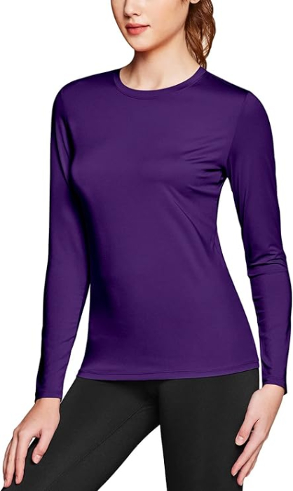Bluze sport, cu maneca lunga, pe corp, negru/violet/albastru închis, 2XL, set 3 buc [2]