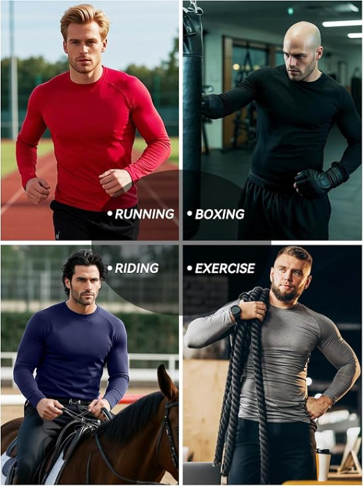 Bluze sport, cu maneca lunga, pe corp, pentru femei si barbati negru/alb, XL, set 3 buc [6]