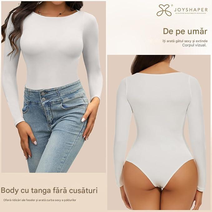 Body modelator corporal pentru femei cu maneca lunga, Alb S [2]