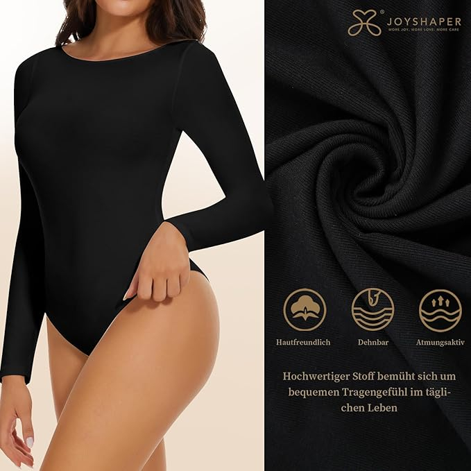 Body modelator corporal pentru femei cu maneca lunga, Negru , XL [3]