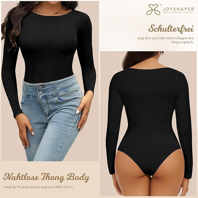 Body modelator corporal pentru femei cu maneca lunga, Negru , XL [2]