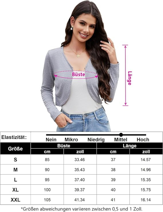 Bolero alb Damă Hobrounn, Elegant, Scurt, cu Mâneci Lungi, 2XL [2]