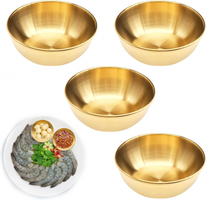 Boluri rotunde mici din oțel inoxidabil auriu, 4 bucati 8.2 cm [1]