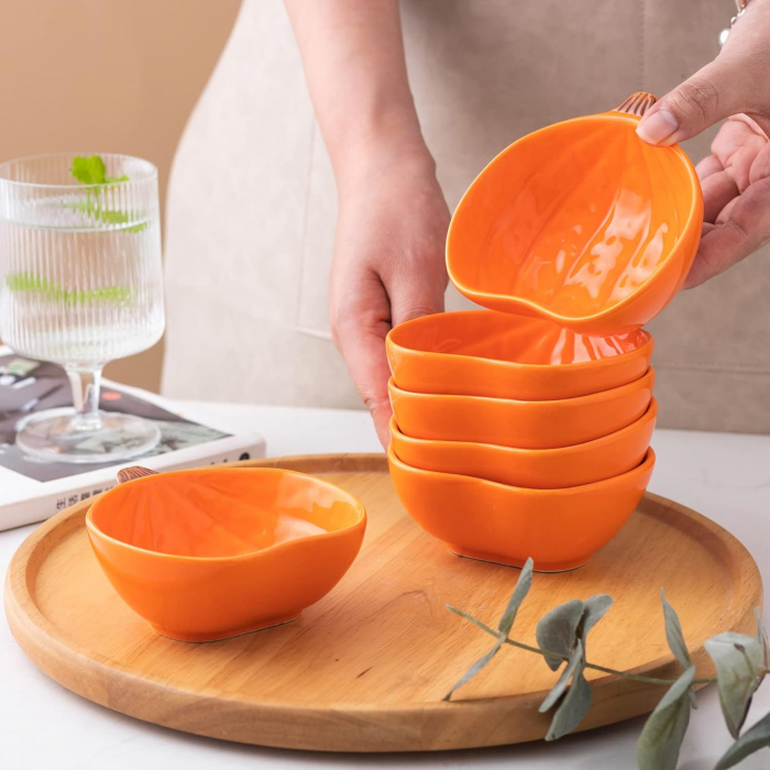 Boluri ceramice portocalii pentru cremă brulee de 170 ml, set 6 bucati [7]