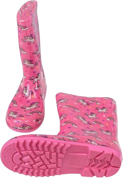 Cizme impermeabile din cauciuc pentru fete, Roz Unicorn 33 [4]
