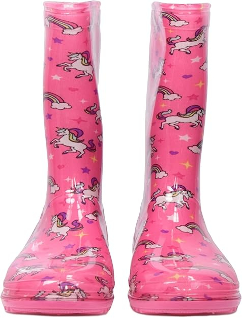 Cizme impermeabile din cauciuc pentru fete, Roz Unicorn 33 [2]