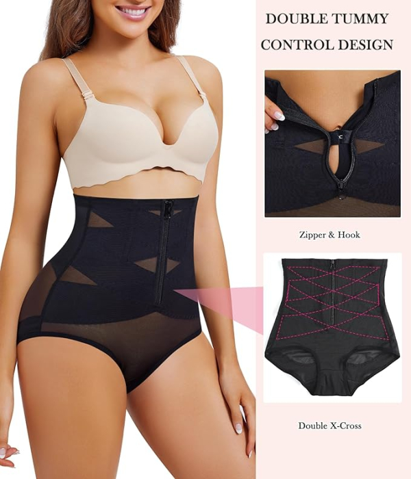 Boxeri negri modelatori cu talie înaltă pentru femei – Control al abdomenului, S [2]