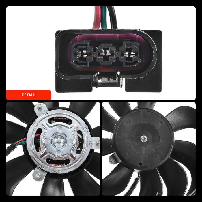 Electroventilator Radiator 290 mm, 12V, 220/60W, 3 Pini, Audi VW Seat Skoda, 1C0959455C [8]