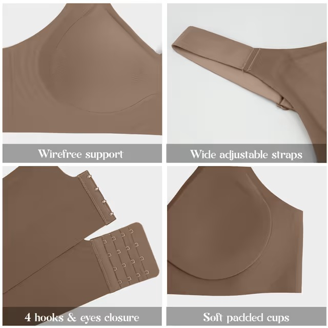 Sutien fara cusaturi elastic pentru compresie corporala, maro L [3]