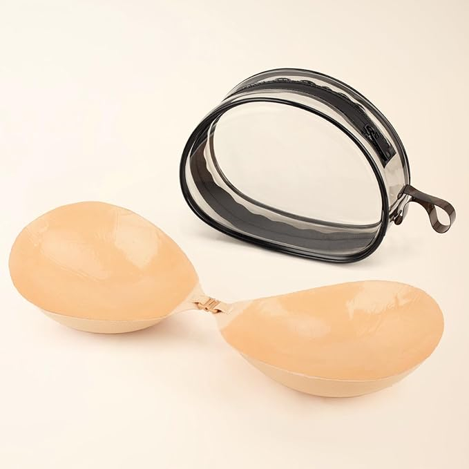 Sutien invizibil adeziv fără bretele și fără spate, gri cupe H [7]