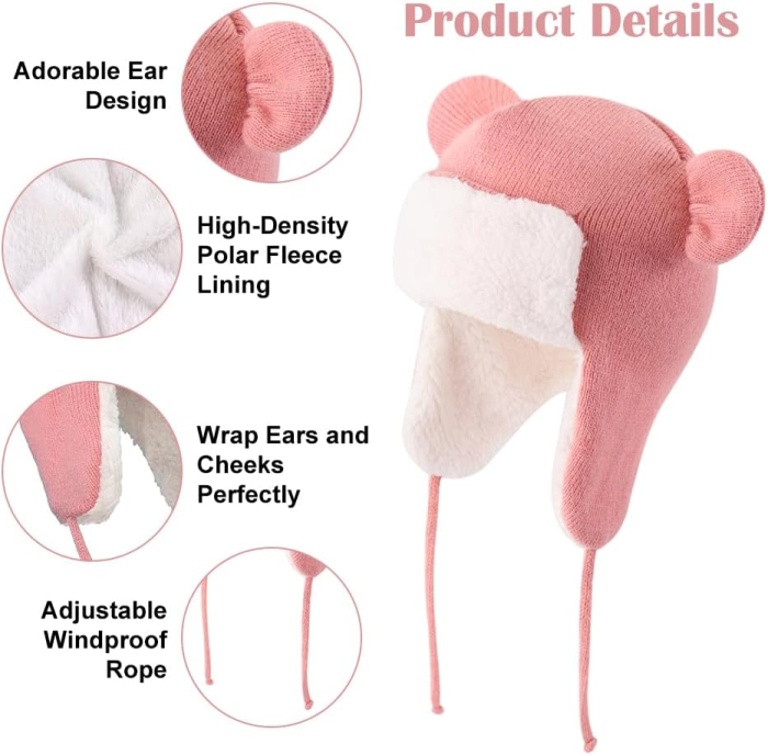 Căciuliță pentru bebelusi, cu urechi și căptușeală din fleece [3]