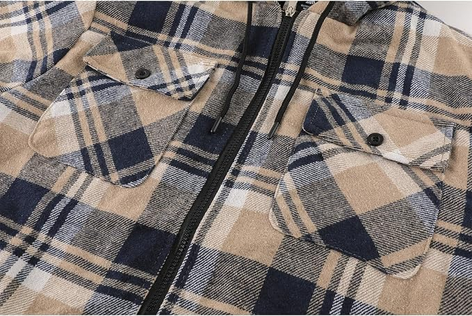 Geacă Bărbați SwissWell din Flanel în Carouri, Căptușeală Pluș, Fermoar, 4 Buzunare, XL [3]