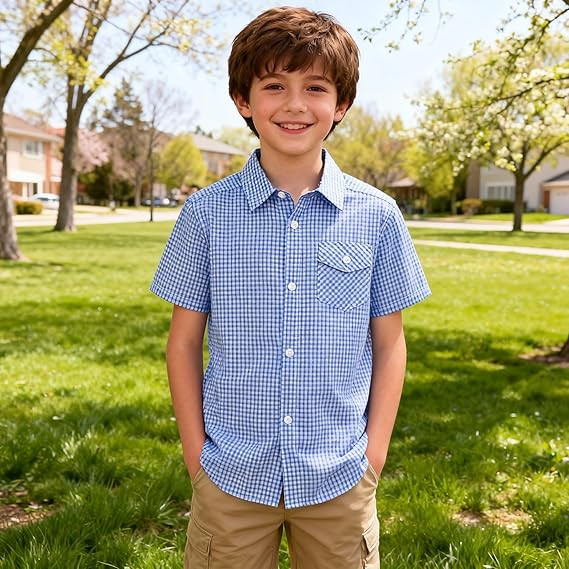 Cămașă albastra cu mânecă scurta pentru baieti 13-14 ani [2]