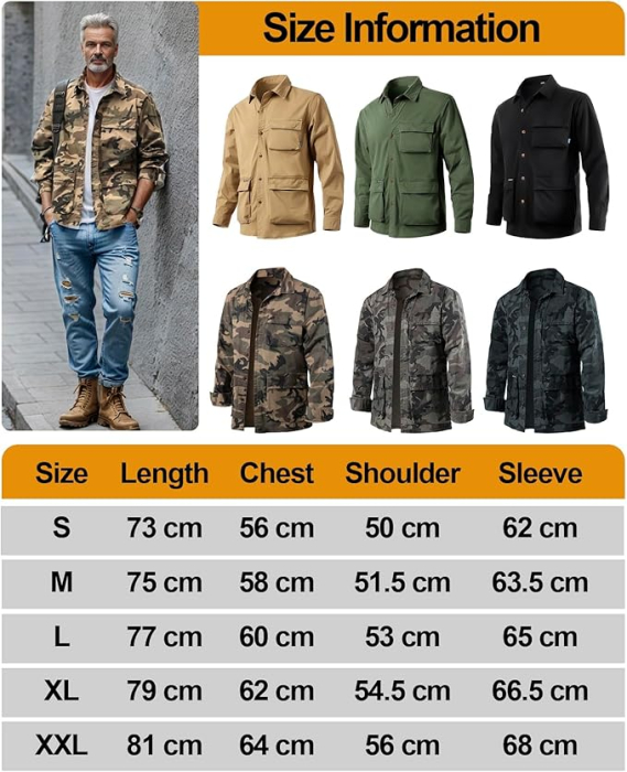 Camasa verde lejera tip jacheta, cu maneca lunga, buzunare mari, pentru barbati M [6]