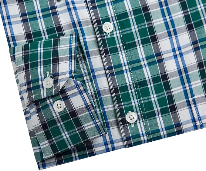 Cămașă carouri verzi Bărbați, din Bumbac, Mâneci Lungi, Moale și Confortabilă, Casual, S [4]