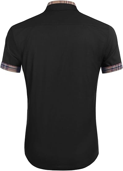 Cămașă bărbați cu mânecă scurtă, croială regulată, cu nasturi, negru S [4]