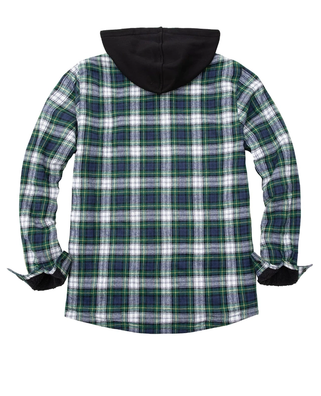 Camasa captusita, tip jacheta, in carouri, cu fermoar si buzunare cu capse, Albastru/verde M [2]