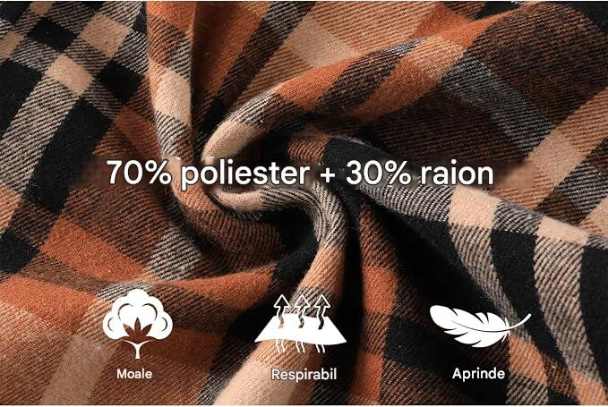 Camasa casual in carouri maro, cu gluga si buzunare cu capse, 2XL [5]