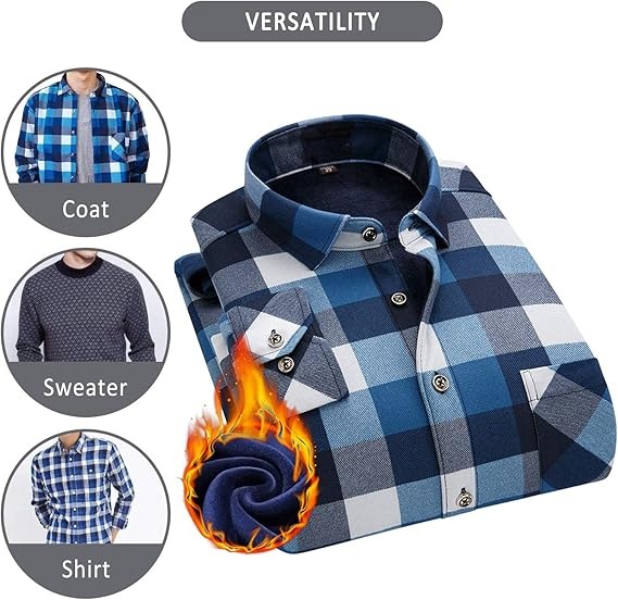 Camasa captusita, tip jacheta, in carouri, cu fermoar si buzunare cu capse, Albastru/Alb M [3]