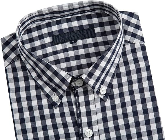 Cămașă carouri bleu Bărbați, din Bumbac, Mâneci Lungi, Moale și Confortabilă, Casual, M [4]