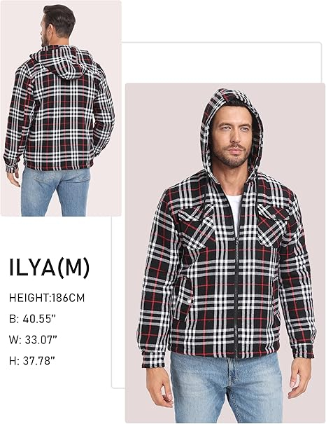 Camasa termica in carouri gri/negru/rosu, cu gluga si buzunare cu capse, XL [6]