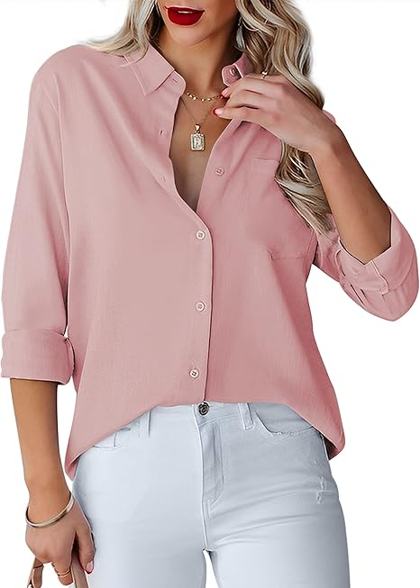 Cămașă roz de vara pentru femei, subtire, lejera, 2XL [2]