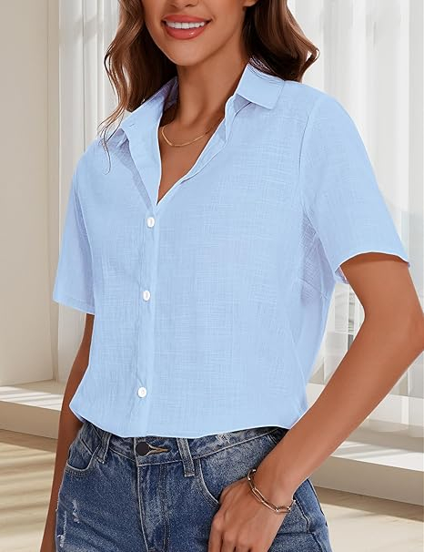 Cămașă de vara pentru femei, subtire, lejera, albastra S [2]