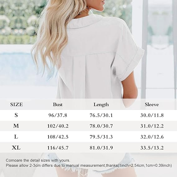 Cămașă de vara pentru femei, subtire, lejera, Alba M [6]