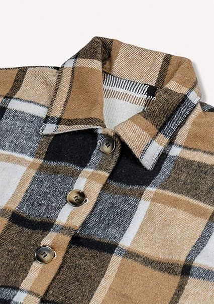 Cămașă in carouri, larga, cu mânecă lungă pentru femei gri cu maro 3XL [5]