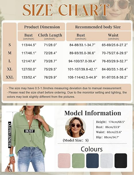 Camasa de vara larga cu maneca lunga pentru femei, verde XL [6]